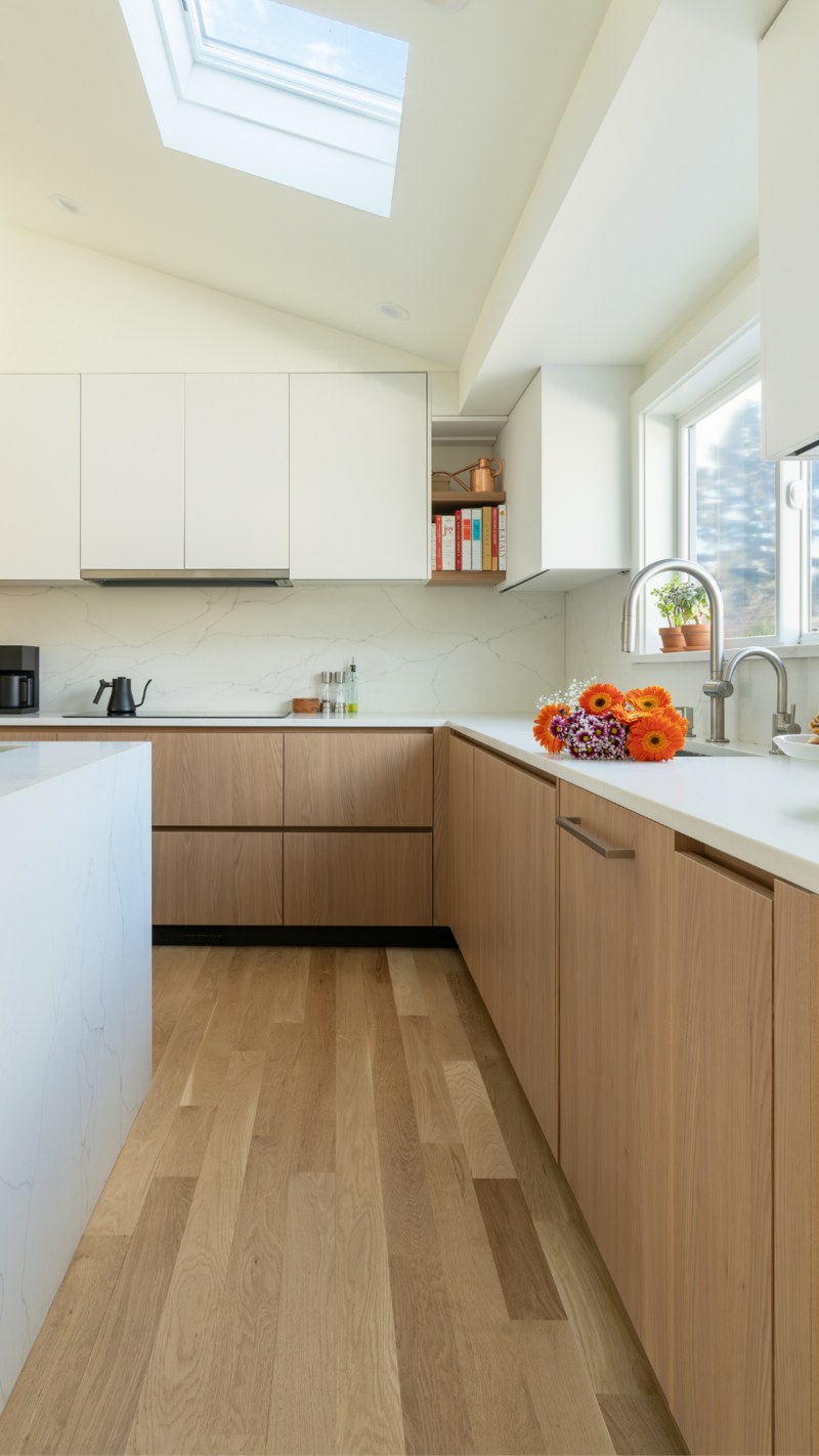 A bright modern kitchen featured in the Showcase Kitchens case study